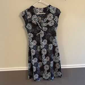 Soybu Dark Blue, Gray, Light Blue and White Patterned Dress